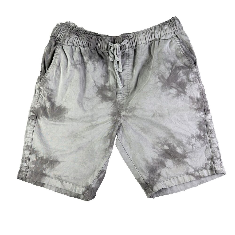 Katin Shorts Mens Medium Gray Elastic Waist Chino Drawstring Summer Beach Preppy